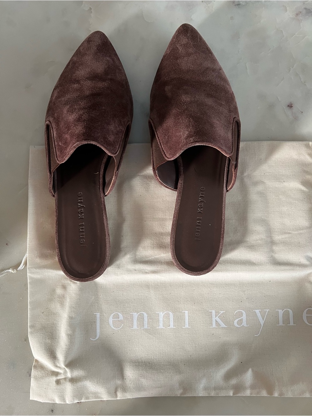 Jenni Kayne Brown Suede Pointed Backless Mules